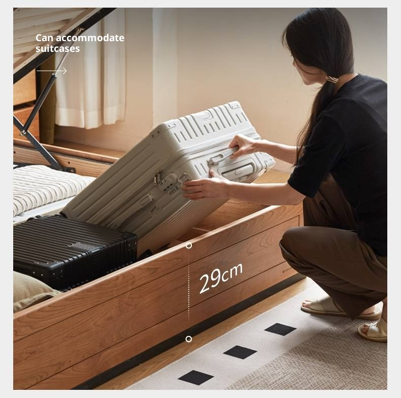 Cherry Solid Wood Box Bed Vintage Style