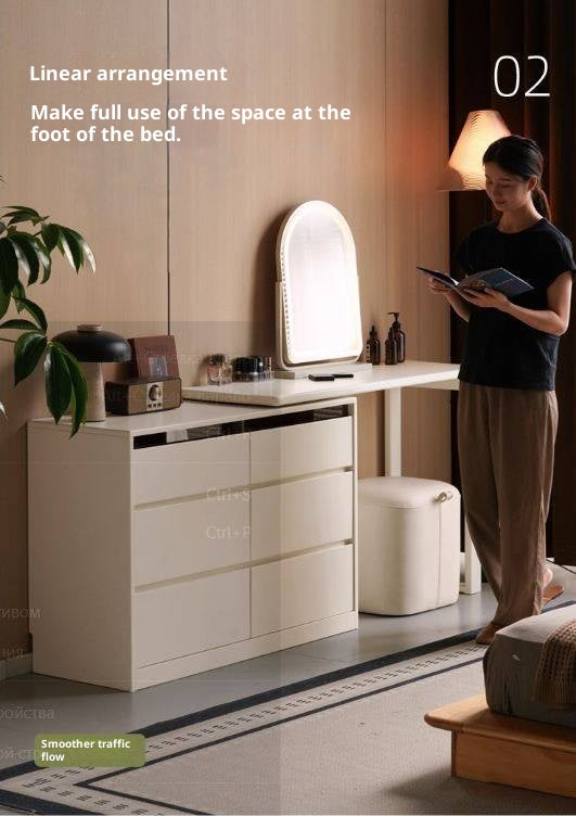 Solid Rubberwood White Cream Dressing Table