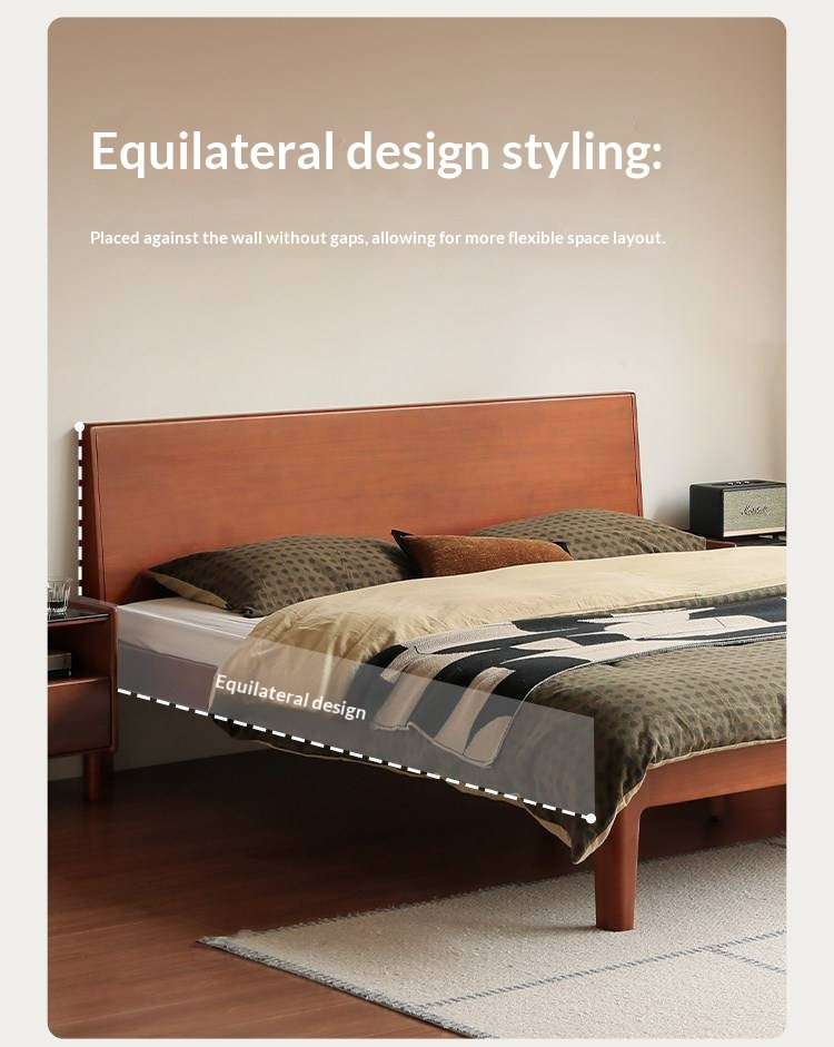 Poplar Solid Wood Bed — Mid-Century Style