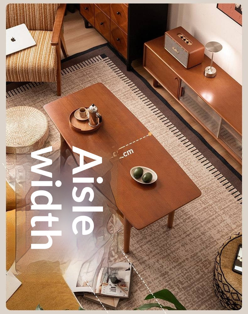 Poplar Solid Wood Coffee Table Vintage Style