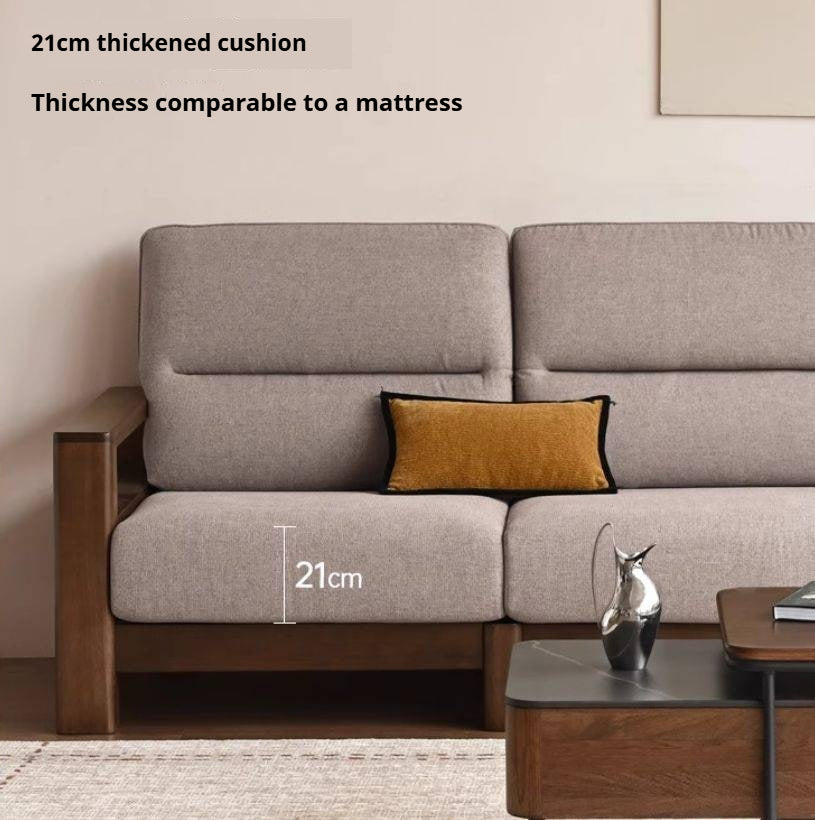 Sandalwood Solid Wood Fabric Sofa