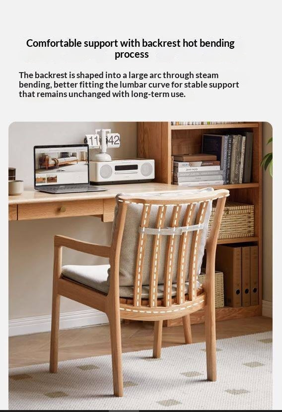 Cherry, Oak, Beech Solid Wood Book Chair Comfortable Soft Back Chair