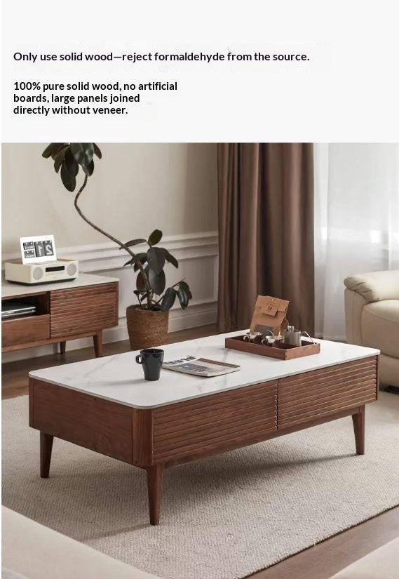 Black Walnut Solid Wood with Slate Top Coffee Table
