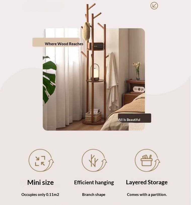 Solid Rubberwood Modern Minimalist Clothes Rack