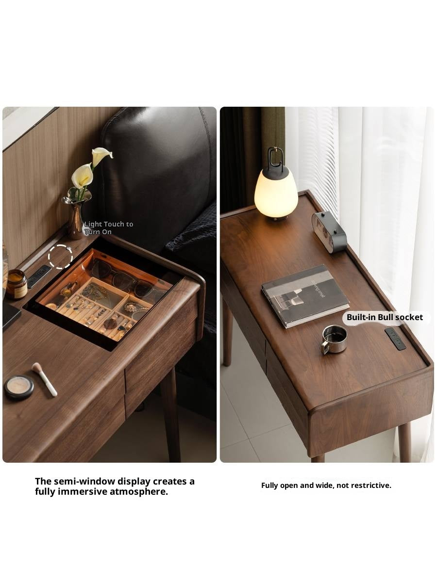 Black Walnut Solid Wood Italian Light Luxury Dressing Table