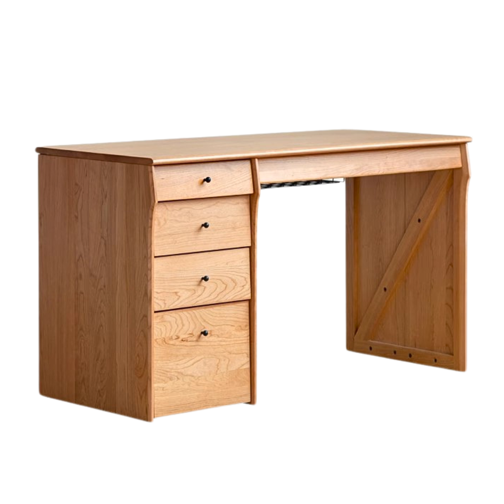 Oak, Cherry Solid Wood Desk Bookshelf Integrated Warm Light