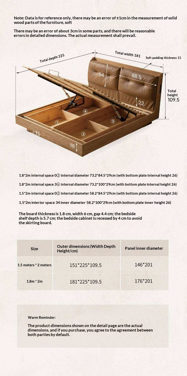 Ash Solid Wood Genuine Leather Upholstered Storage Bed with Electric Lift and LED Lighting