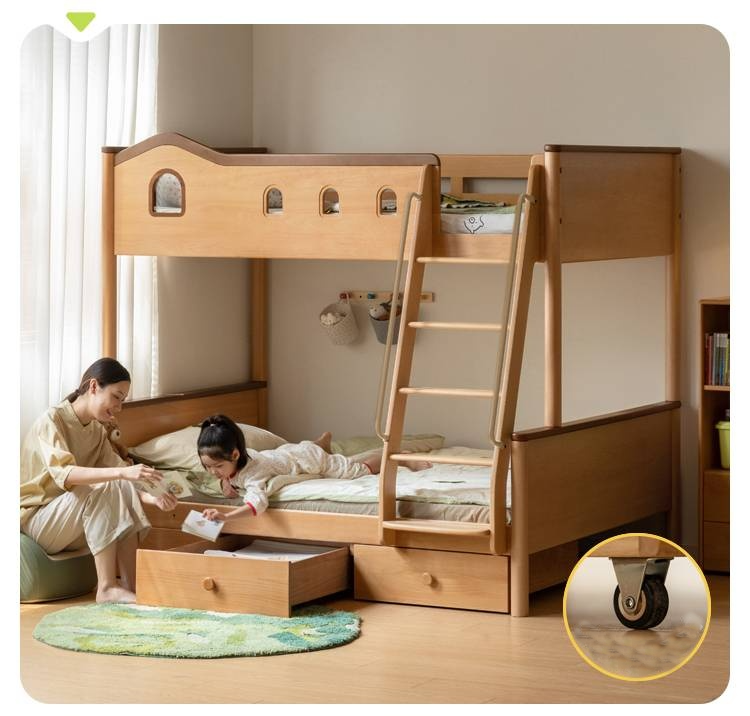 Beech Solid Wood Detachable Bunk Bed with Playful Design