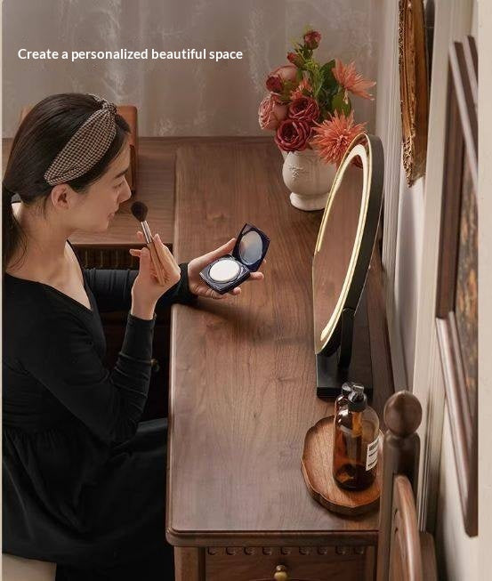 Black Walnut Solid Wood Vanity Table with Extendable Top