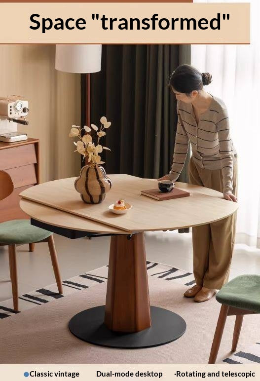 Tulipwood Solid Wood Rock Plate Round Table with Folding Feature