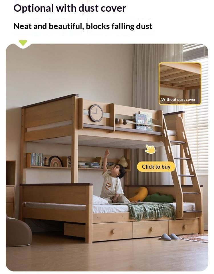 Rubberwood Solid Wood Children's Bunk Bed