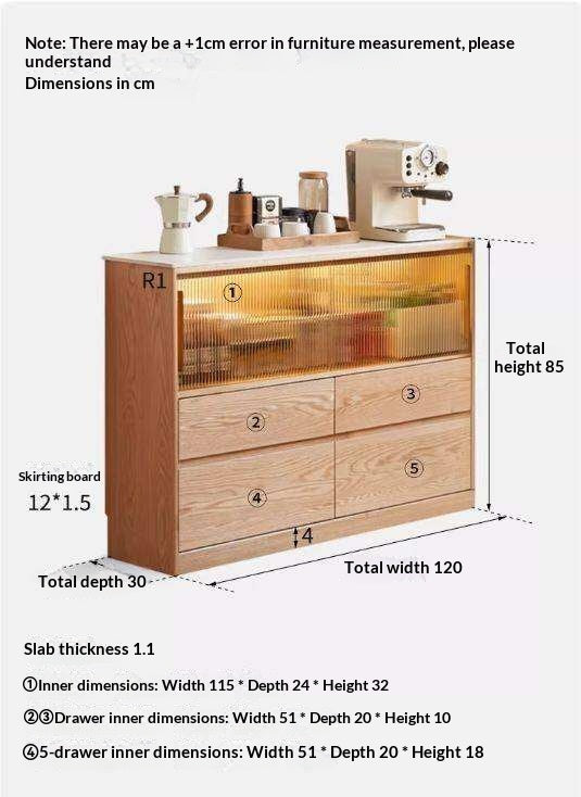 Oak Solid Wood, Solid RubberWood Slate Ultra-Narrow Sideboard