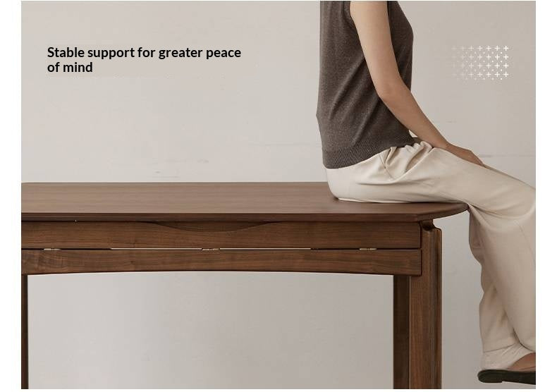 Black Walnut Solid Wood Retractable Round Dining Table