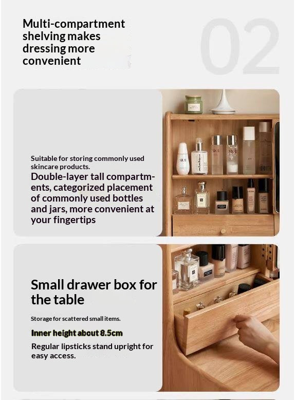 Solid RubberWood Extendable Modern Vanity Table