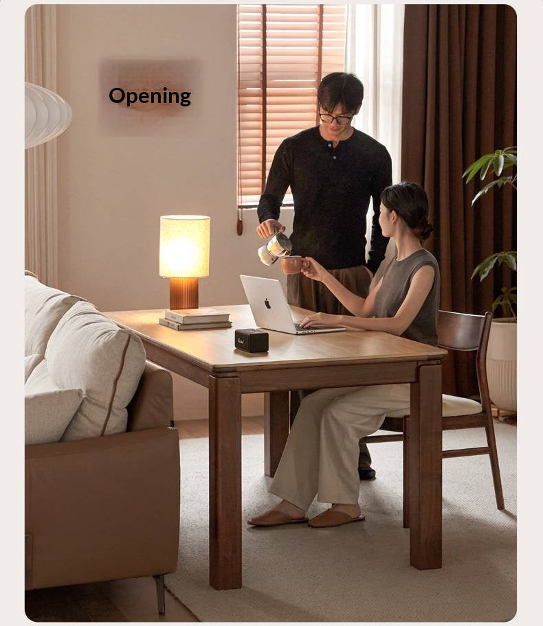 Black Walnut Solid Wood Vintage Travertine Slab Dining Table