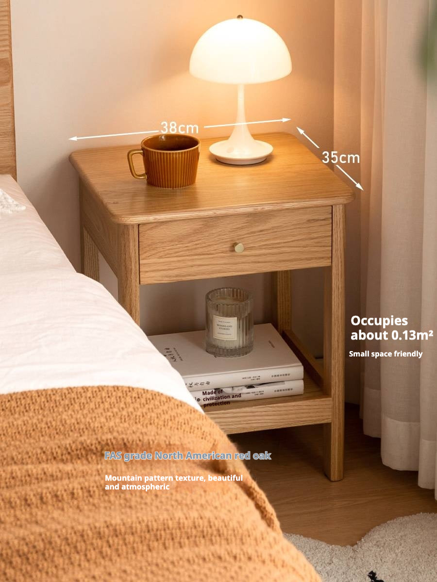 Oak, Beech Solid Wood, Solid RubberWood Nightstand.