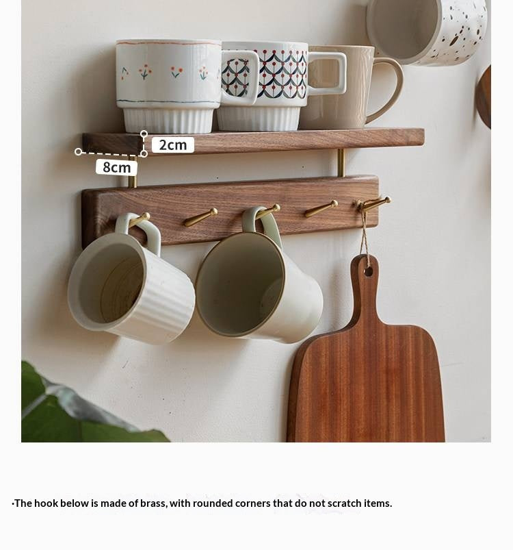 Black Walnut, Beech Solid Wood Wall Shelf