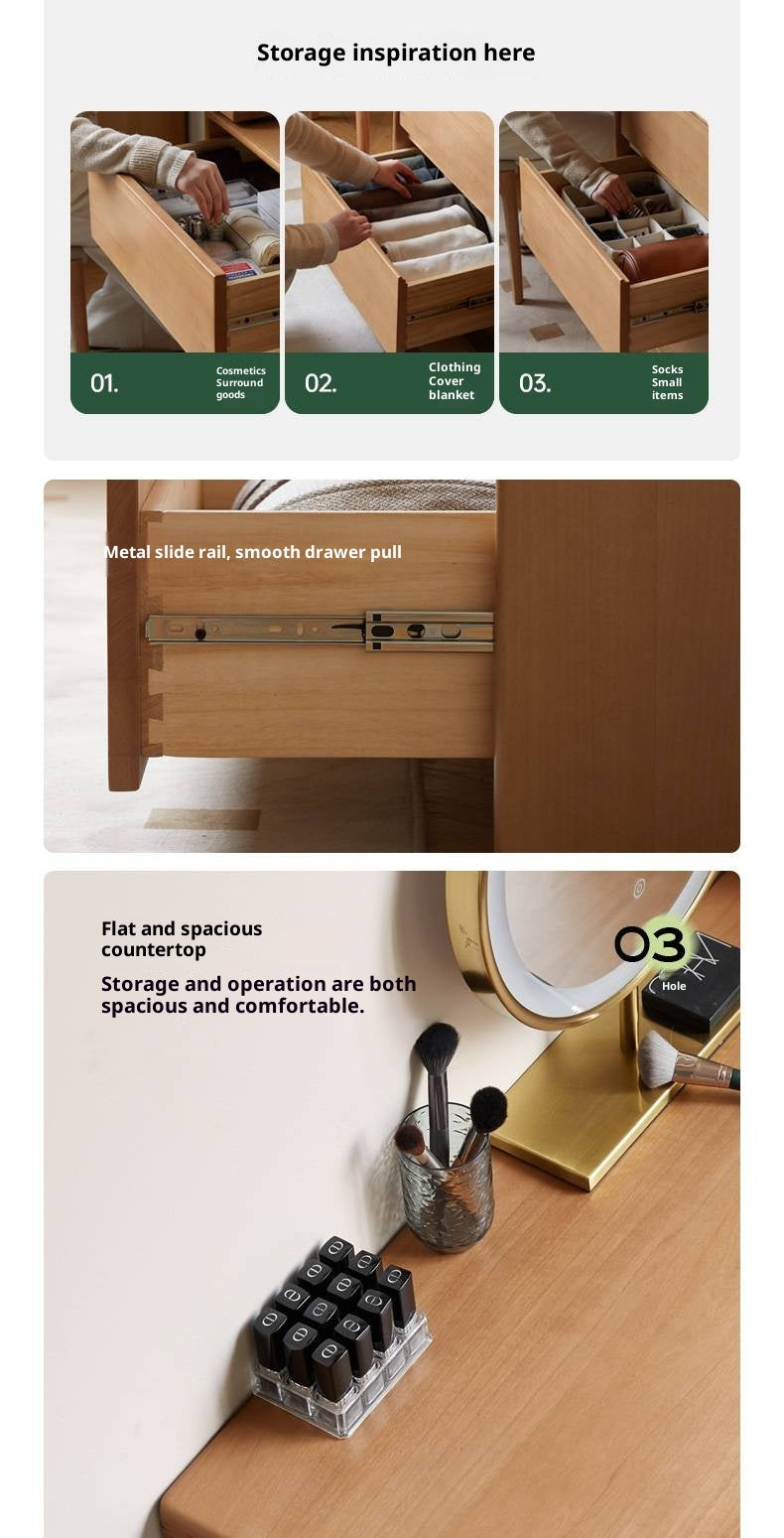 Poplar Solid Wood Modern Minimalist Rotatable Vanity Table