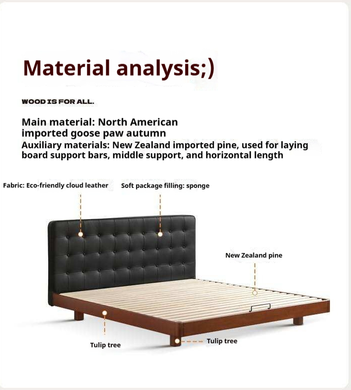 Poplar Solid Wood Eco Cloud Leather Soft Bed