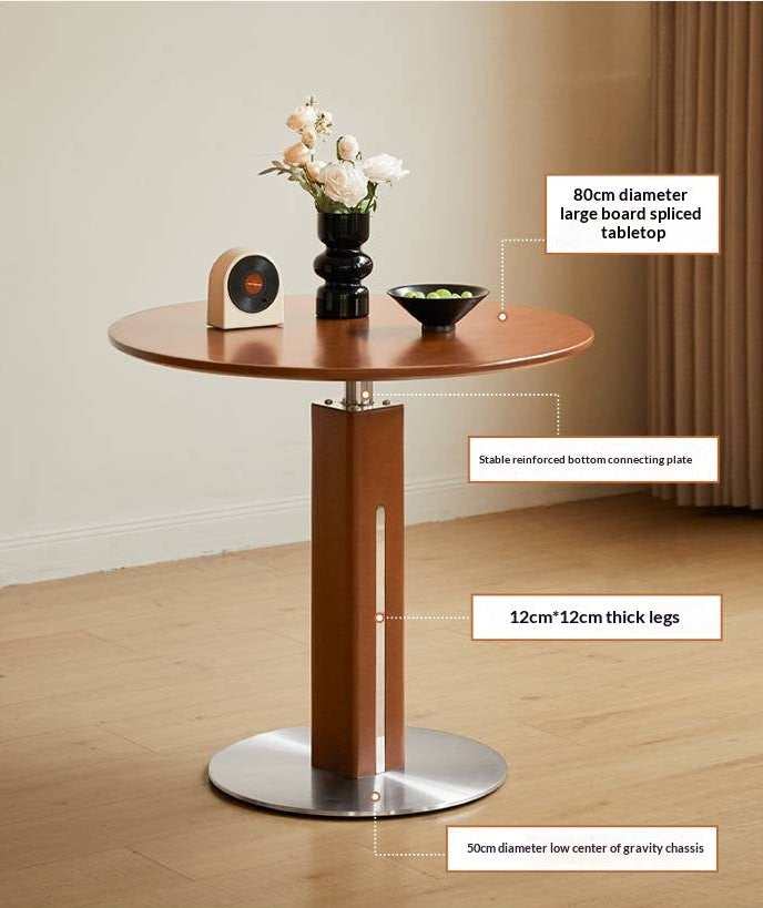 Poplar Solid Wood Vintage Round Bauhaus Style Dining Table