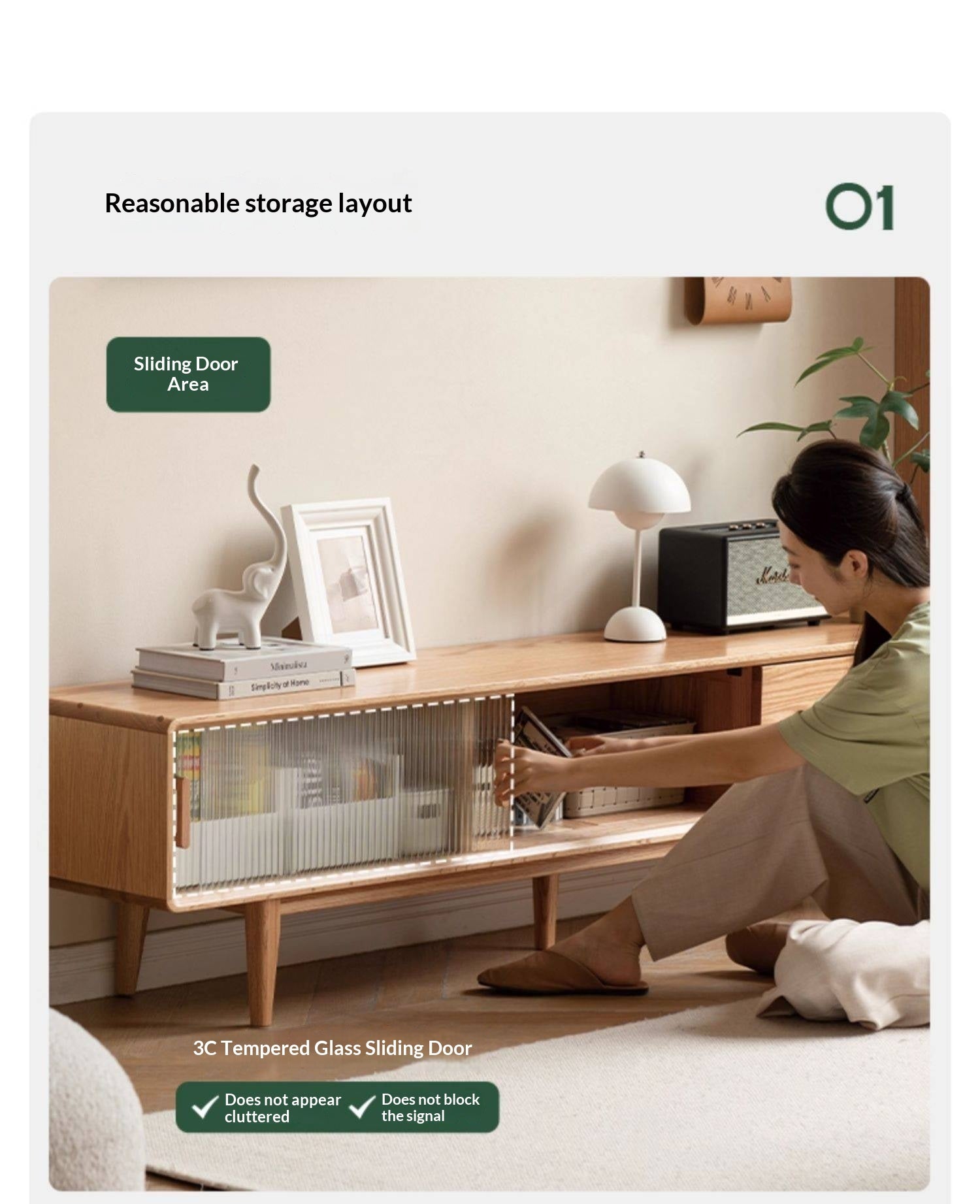 Oak, Beech Solid Wood, Solid RubberWood TV Stand