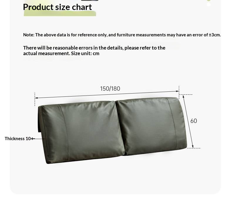 Soft Leather Headboard with Large Cushioned Backrest