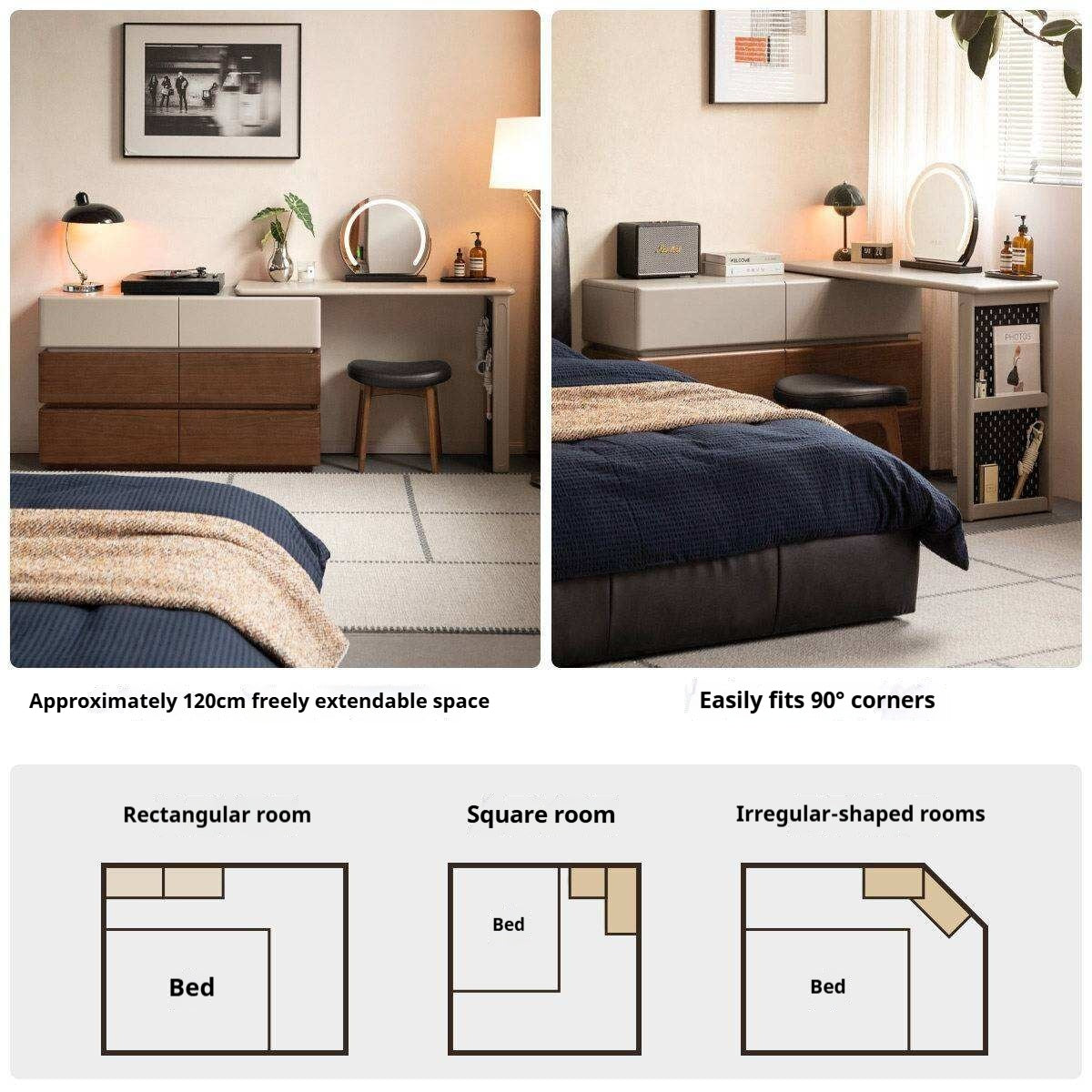 Black Walnut, Poplar Solid Wood Vanity Table Modern Italian Design