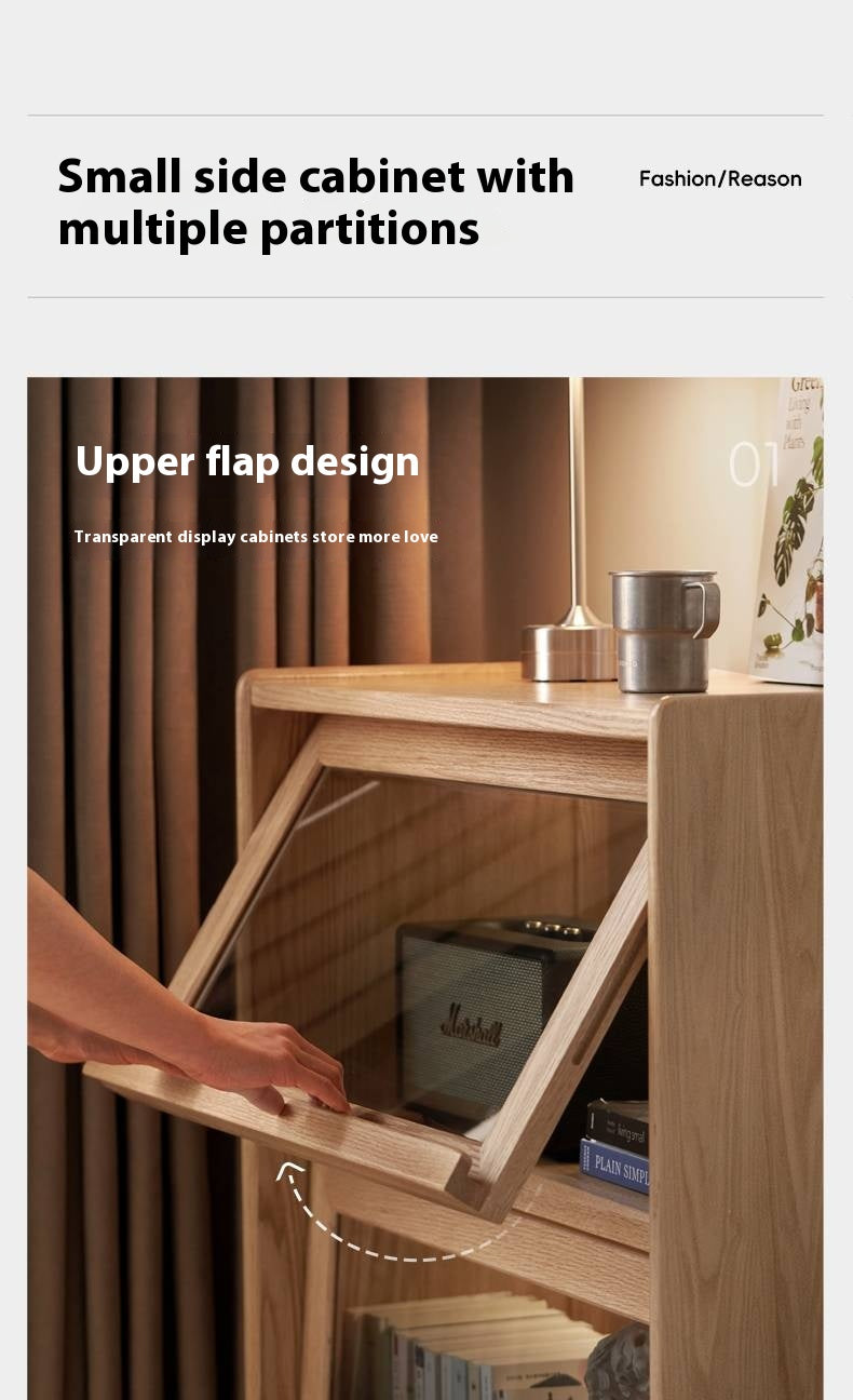 Ash Solid Wood Modern Side Cabinet.