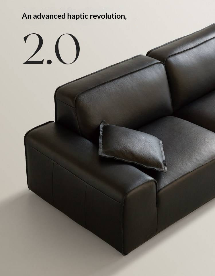 Full Grain Genuine Leather Sofa Contemporary Couch