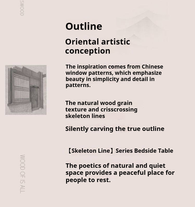 Ash Solid Wood Wabi-Sabi Style Nightstand.