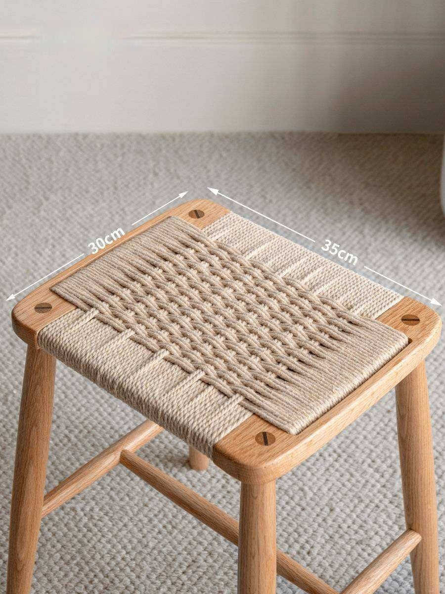 Cherry Solid Wood Rope Stool