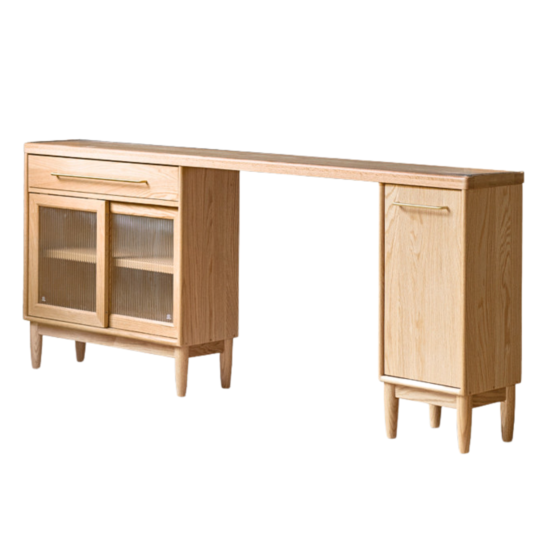 Oak Solid Wood Ultra-thin Multi-function Dining Sideboard Integrated