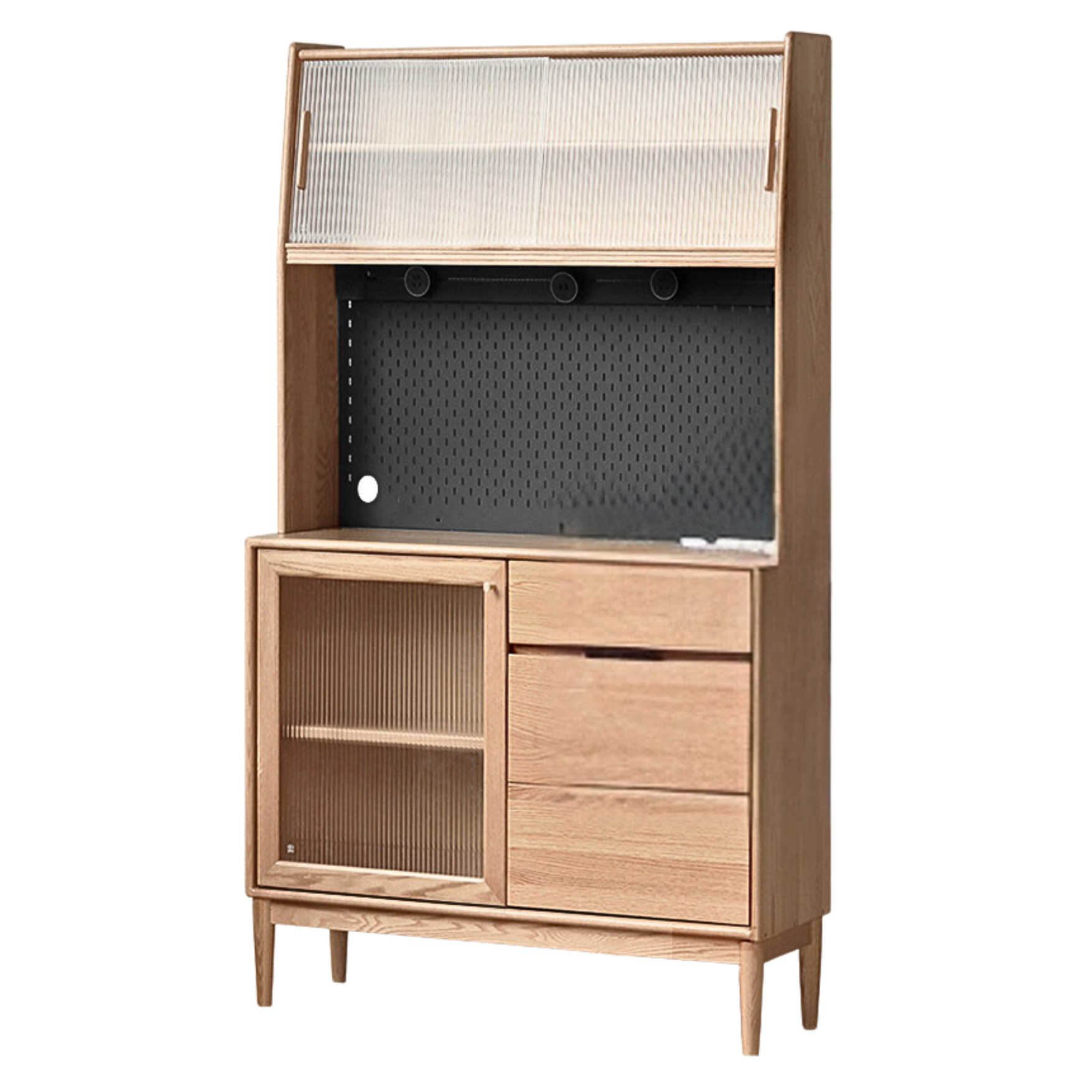 Oak Solid Wood Modern Dining Sideboard Against The Wall