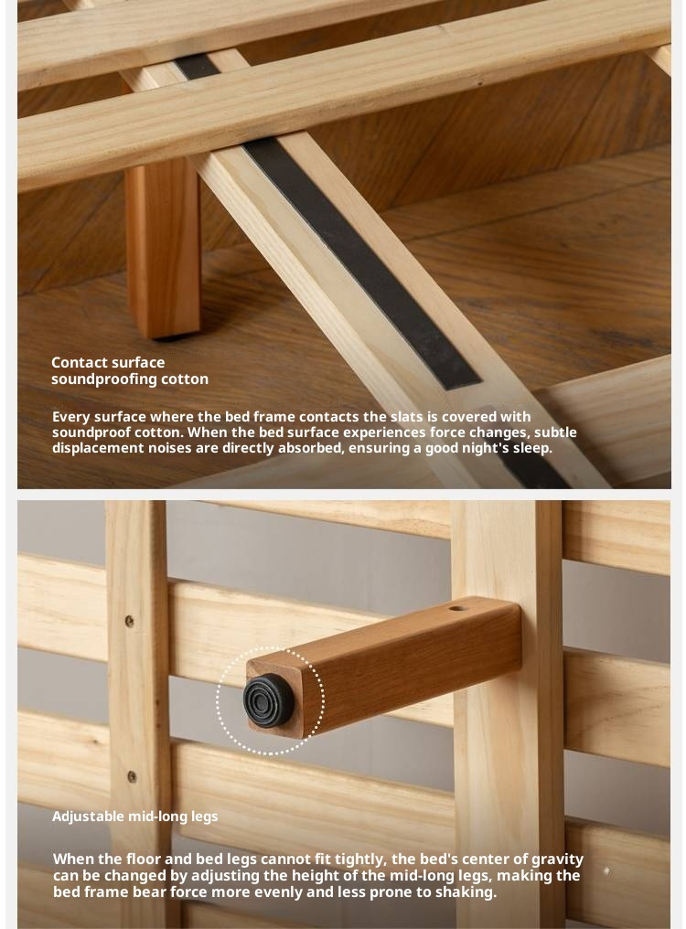 Cherry Solid Wood with Light Floating Bed Retro Simple