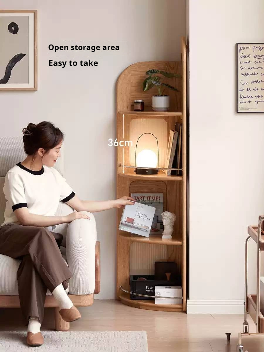 Oak, Ash Solid Wood Bookshelf Household Corner Storage Rack