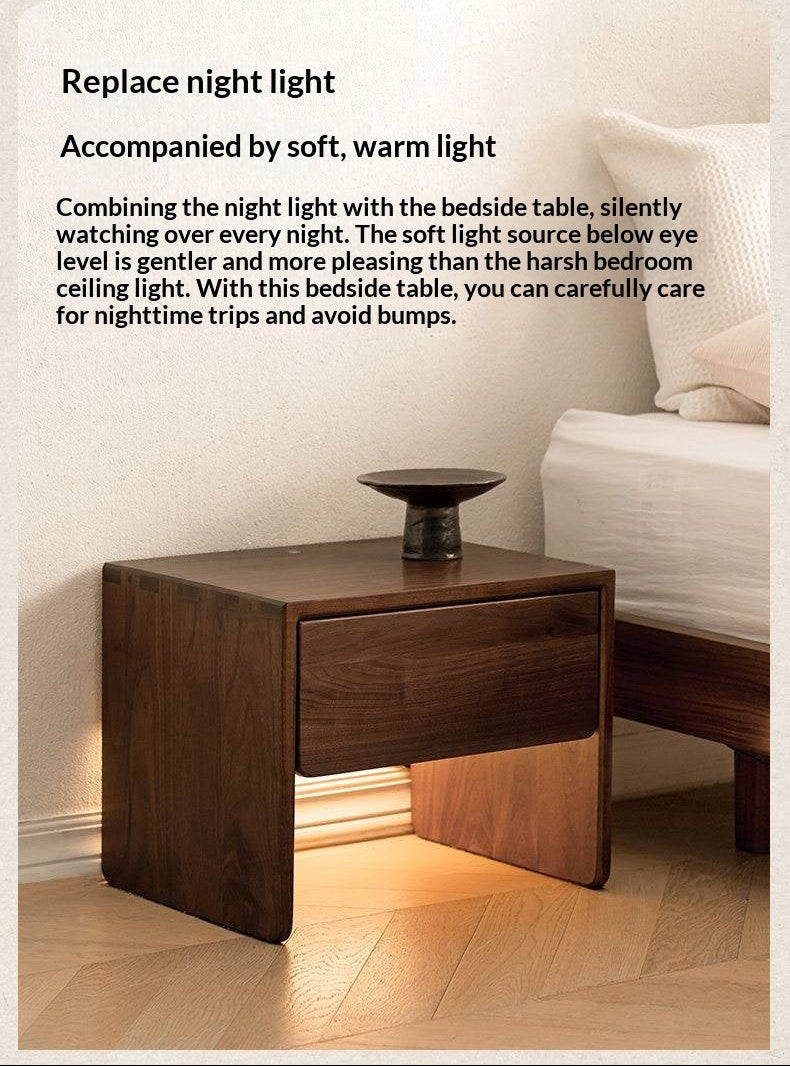 Black Walnut, Ash Solid Wood Simple Modern Nightstand