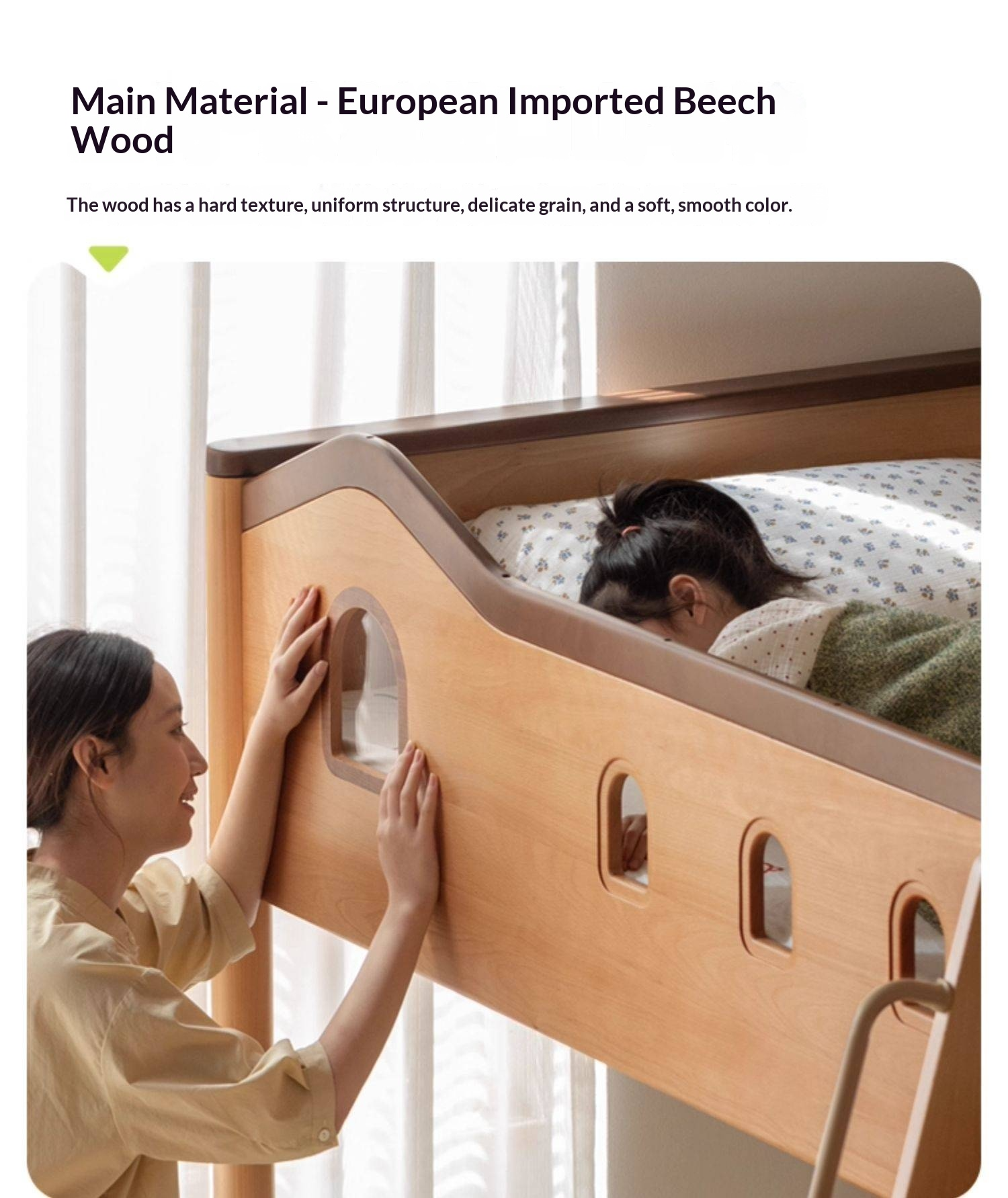 Beech Solid Wood Detachable Bunk Bed with Playful Design