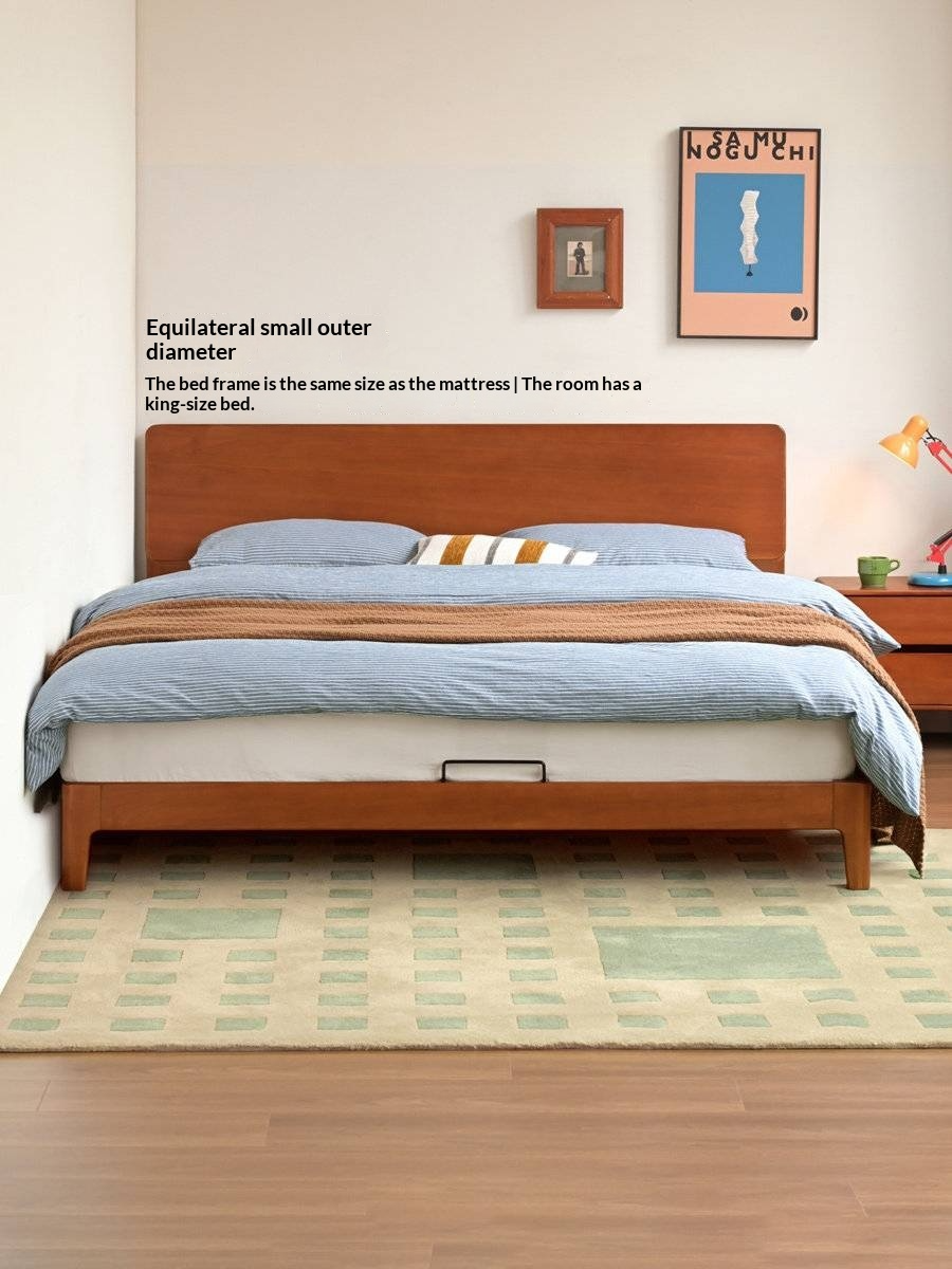 Poplar Solid Wood Bed — Retro Edge Vintage Slab Bed