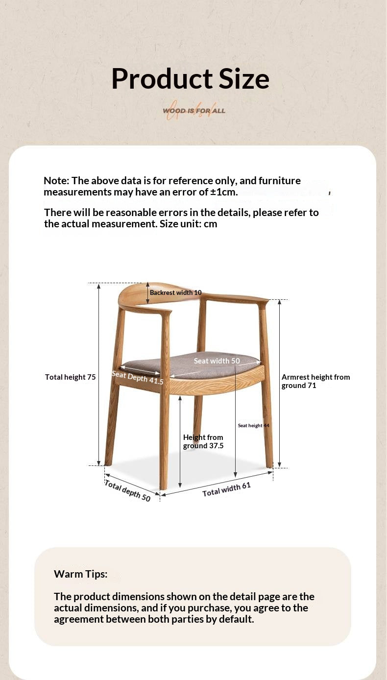 Ash Solid Wood Japanese Presidential Dining Chair