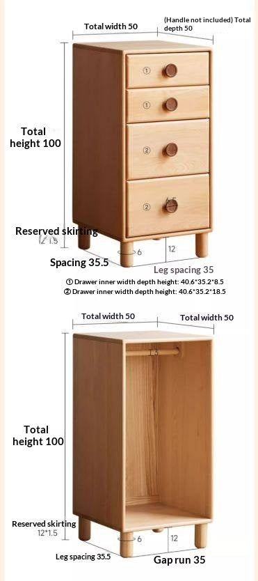 Beech Solid Wood Children's Curtain Wardrobe
