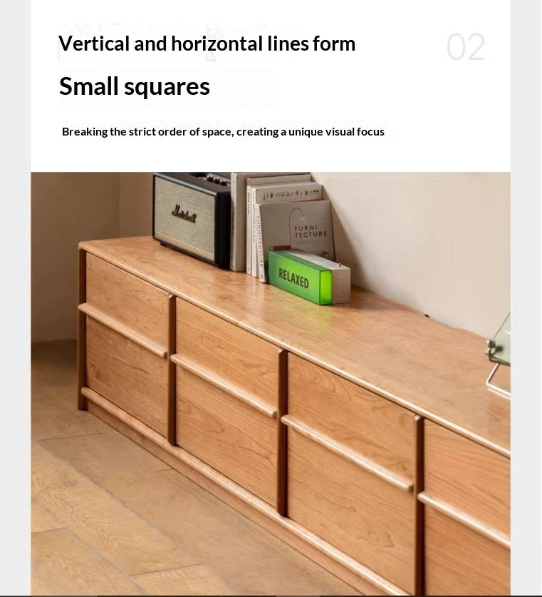 Сherry Solid Wood Modern Floor Storage Locker TV Cabinet.