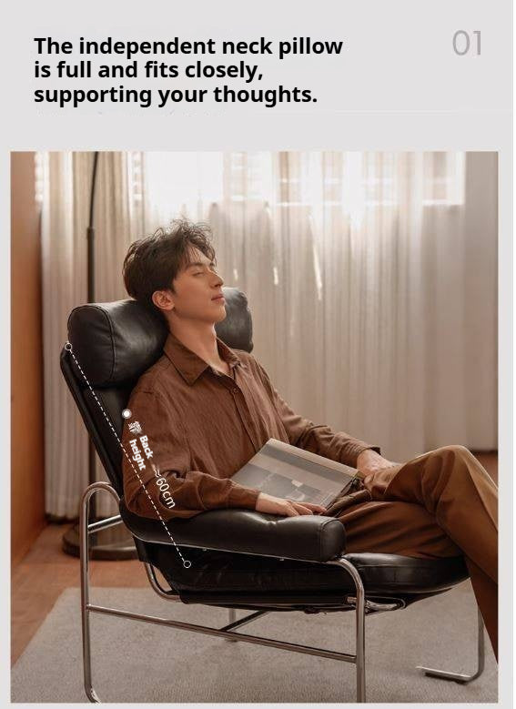 Bauhaus-Style Retro Armchair in Vintage Oil-Wax PU Leather