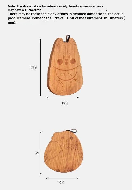 Cherry Solid Wood Pet-Shaped Cutting Board and Baby Food Plate
