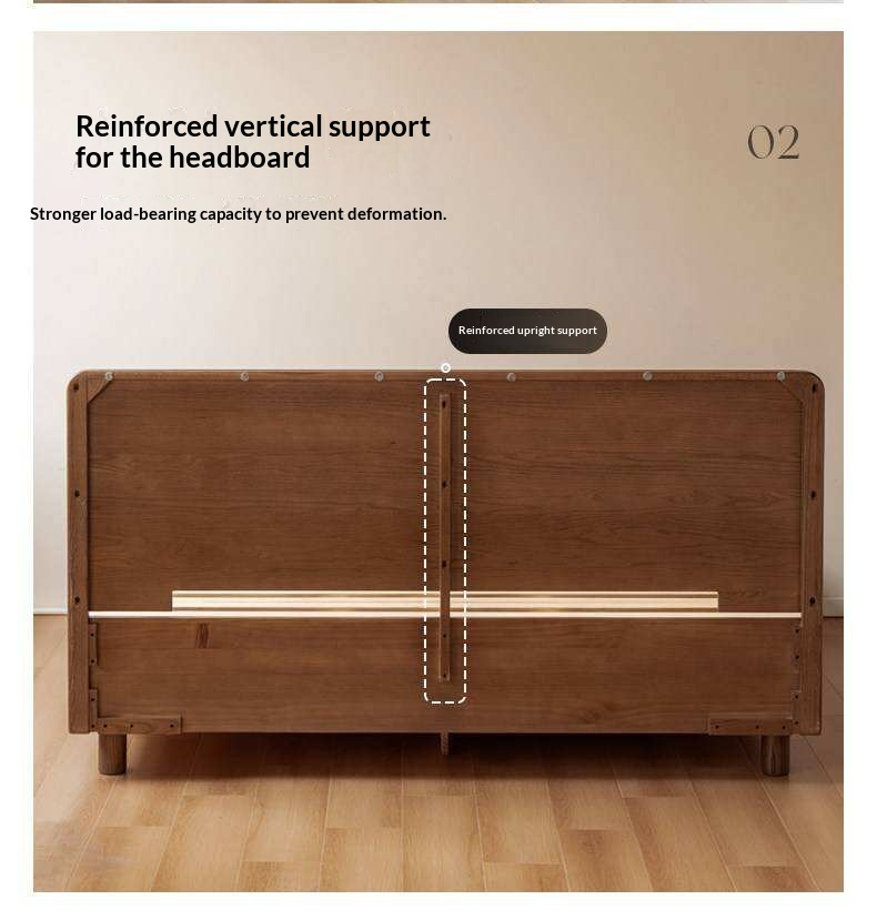 Oak Solid Wood Storage Bed with Gas Lift and Flat Panel Headboard
