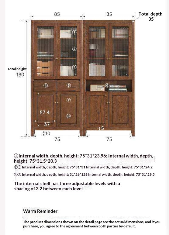 Solid Rubberwood Modern Bookcase