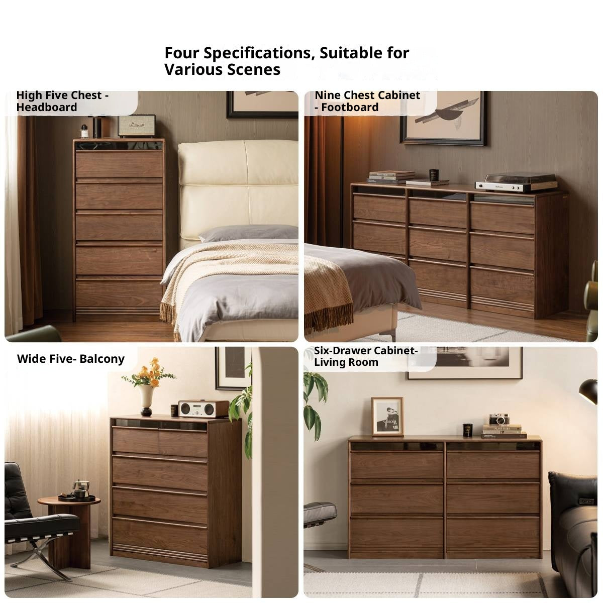 Black Walnut Solid Wood Nine-Drawer Chest