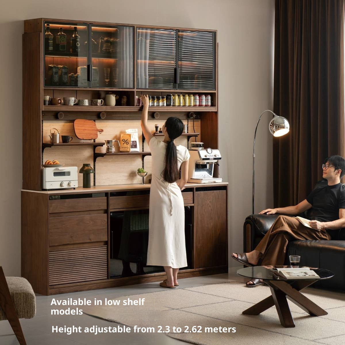 Black Walnut Solid Wood Rock Plate Wine Sideboard