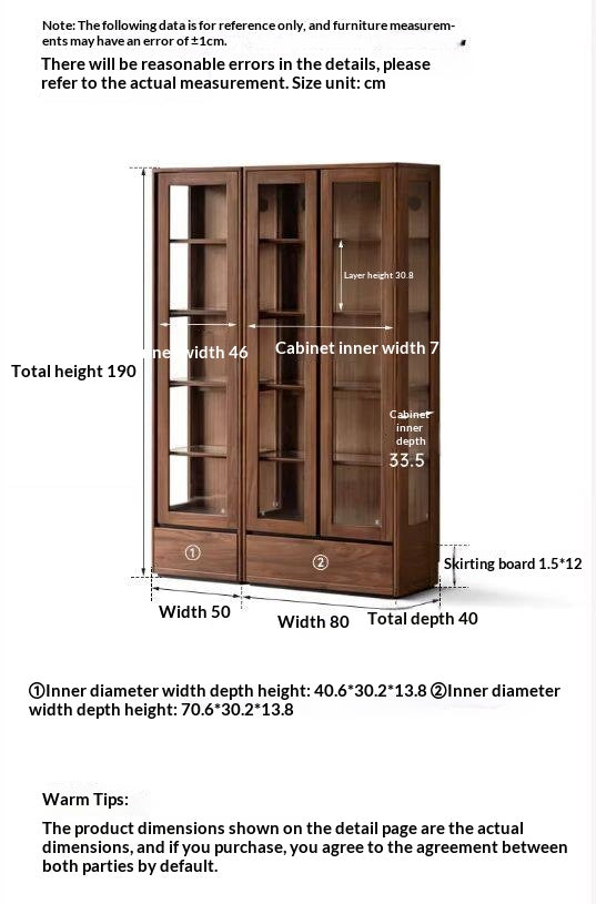 Black Walnut, Ash Solid Wood Modern Study Glass Bookcase
