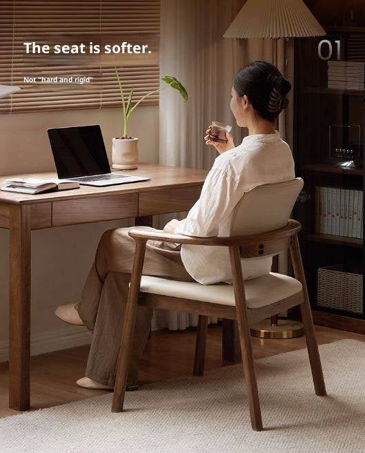 Black Walnut Solid Wood Dining Chair with Backrest