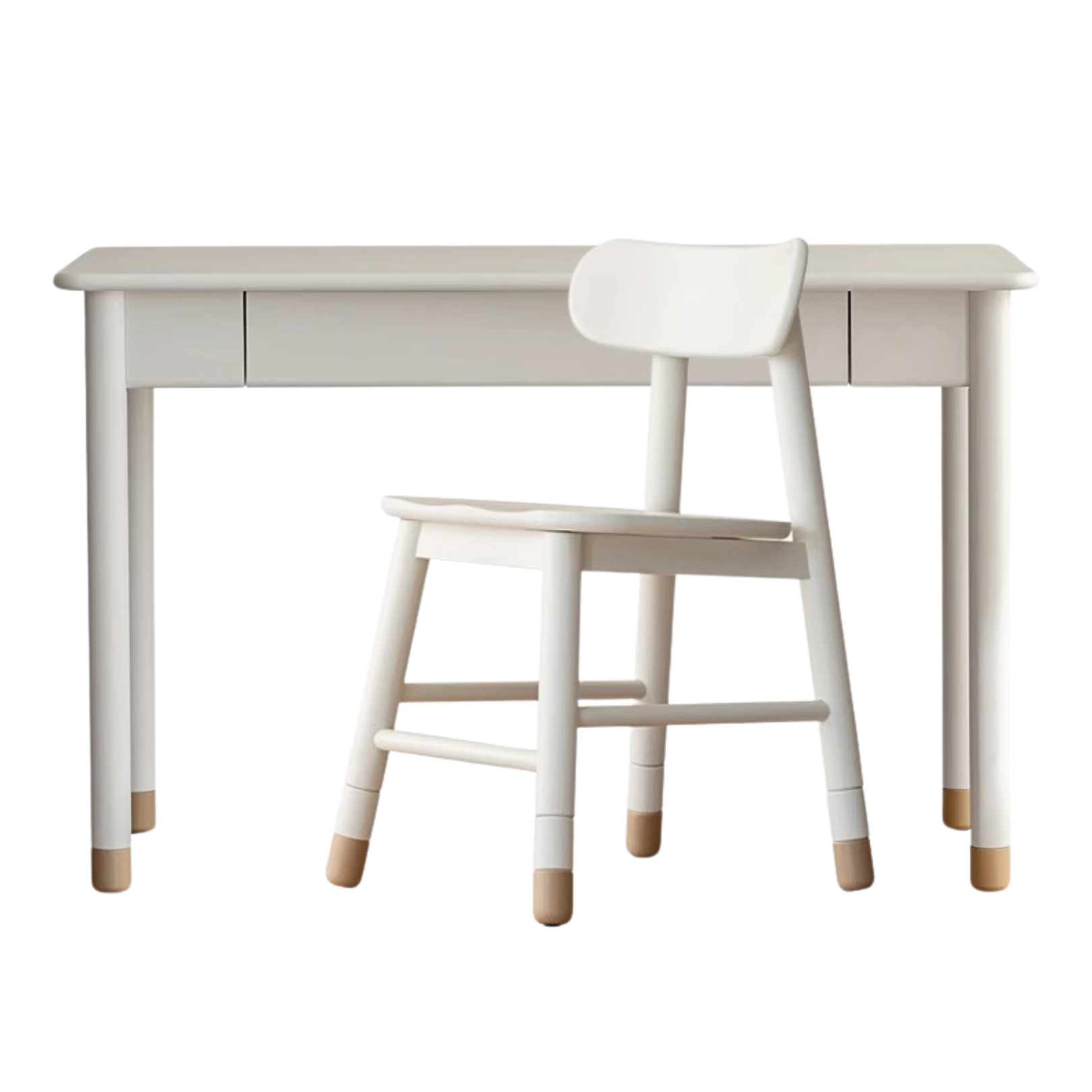 Poplar Solid Wood, Solid Rubberwood Kids Elevated Learning Cream Drawer Table